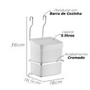 Ver imagem 2 de Suporte com Lixeira Aéreo Pendurar Barra de Cozinha ou Porta:Branco