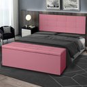 Ver imagem 2 de Kit Cabeceira Painel e Calçadeira Baú Queen 1,60m Roma Suede Rosa Sky Mobile