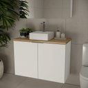 Ver imagem 1 de Gabinete de Banheiro cm Cuba 90cm Nature Branco/Carvalho