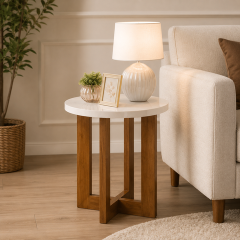Mesa Lateral Decorativo Jb 8002 Caramelo com Pérola - JB Bechara