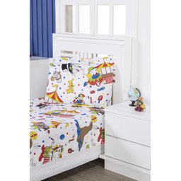 Colcha Cobre Leito Solteiro Infantil Menino Menina Desenho Animado Circo Palhaço + Capa de Almofada - 2