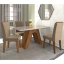 Ver imagem 1 de Conjunto de Mesa Clara para Sala de Jantar com 4 Cadeiras Taís Moldura -cimol - Savana / Offwhite