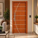 Ver imagem 3 de Porta de Madeira Frisada R20C 210x80 cm Acabamento UV Pronta para Instalar:Mogno