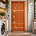 Ver imagem 2 de Porta de Madeira Frisada R20C 210x80 cm Acabamento UV Pronta para Instalar:Mogno