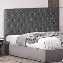 Ver imagem 2 de Cabeceira de Cama Box Bella Casal 140 Cm Suede Botão Cristal Grafite Ec Móveis
