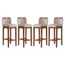 Ver imagem 1 de Kit 4 Banquetas Média para Bancada Ilha 38x92 Cm Líbia Madeira Maciça Suede Bege CCS