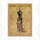 Ver imagem 1 de Quadro Moldura Dourada Manequim Costura Flores 33x24cm:com Vidro