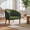 Ver imagem 1 de Poltrona Sala Decorativa Stella Pé Madeira Trapézio Castanho Sintético Pu Verde D03 - D’Rossi