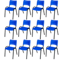 Ver imagem 2 de Kit 12 Cadeiras Iso Fixa Empilhável Escola Igreja Salão:azul