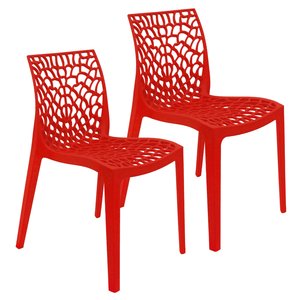 Kit 2 Cadeiras Gruvyer Estrutura em Polipropileno Fratini Vermelho Vermelho