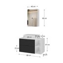 Ver imagem 4 de Gabinete Banheiro Volcano 80cm (armário + Cuba + Espelheira + Tampo Vidro) Branco / Preto