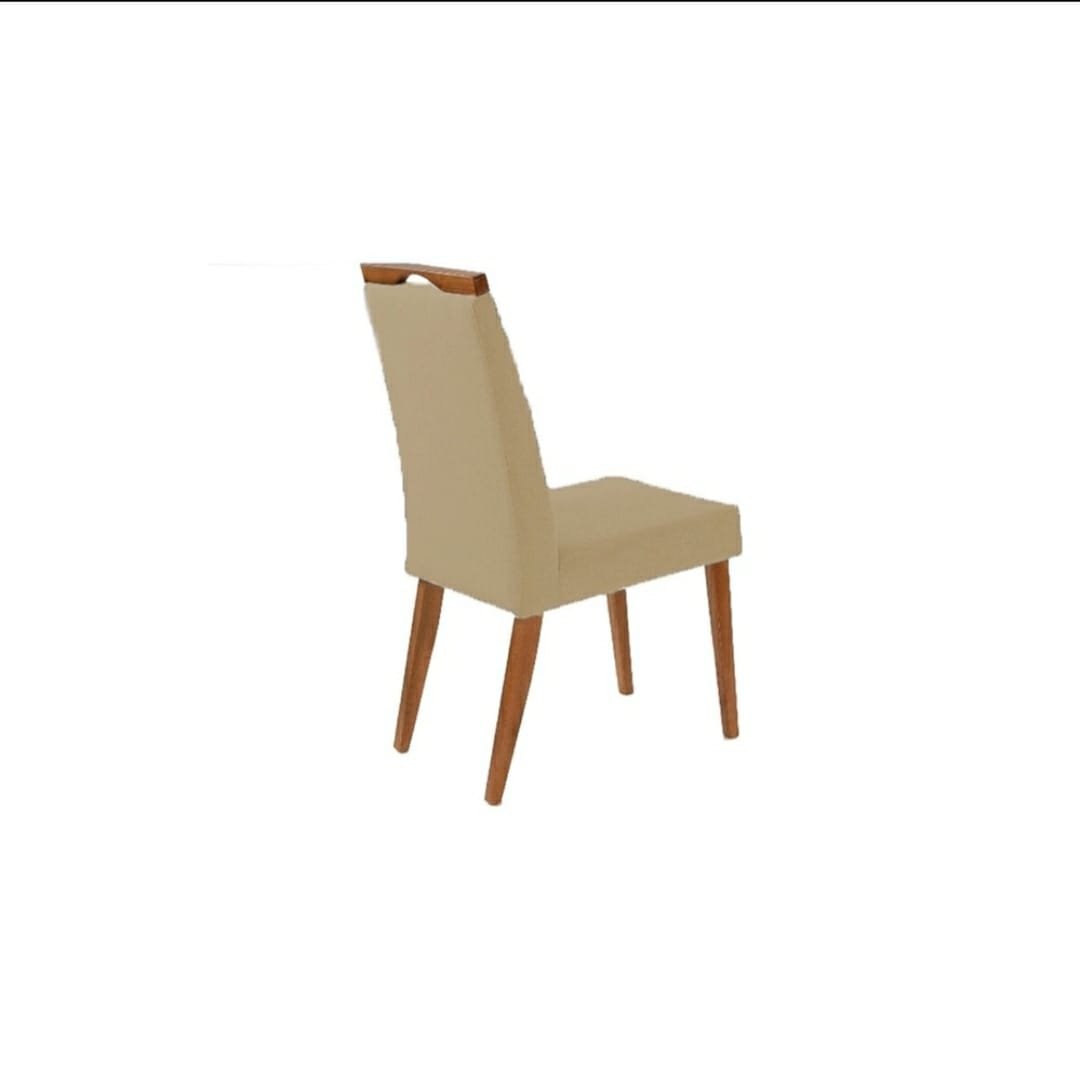 Mesa De Jantar Cone Base Mel + 4 Cadeiras Beatriz Bege - Tampo Redondo Com Vidro 90 cm Off White - 3