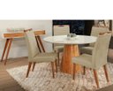 Ver imagem 1 de Mesa de Jantar Cone Base Mel + 4 Cadeiras Beatriz Bege - Tampo Redondo com Vidro 90 cm Off White