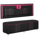 Ver imagem 3 de Kit Quarto Gamer Baú e Painel Fighter Usb 160cm Cama Queen:preto e Pink