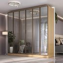 Ver imagem 1 de Guarda Roupa Moderno C/ 6 Portas Reflecta e Led 100% Mdf Cor:olmo