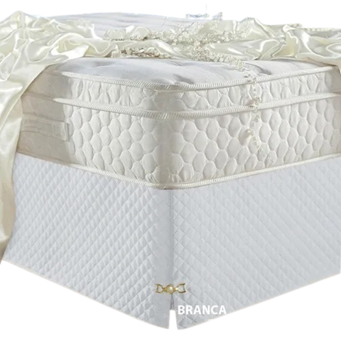 Saia Box Casal King Branca Matelassado Serve para Cama Baú