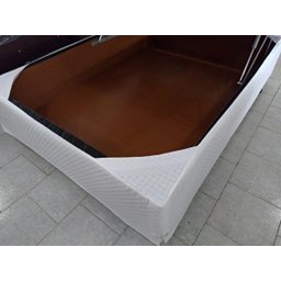 Saia Box Casal King Branca Matelassado Serve para Cama Baú - 3