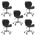 Ver imagem 1 de Conjunto 5 Cadeiras Office Eiffel Slim Giratória Ajustável Preta