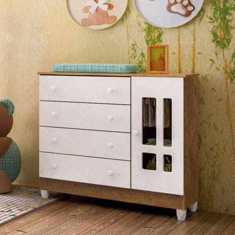 Cômoda Infantil 1 Porta 4 Gavetas Ariel