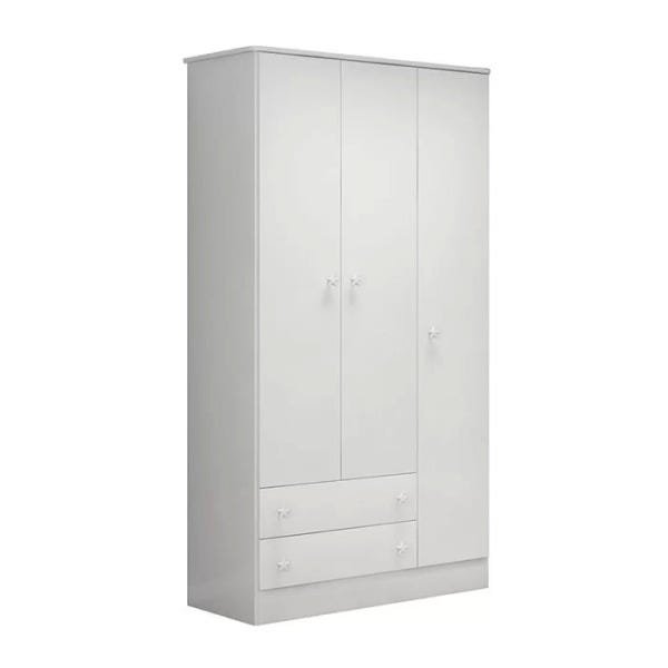 Guarda-roupa 3 Portas e Cômoda Doce Sonho Branco 26175x25615 Qmovi - 2