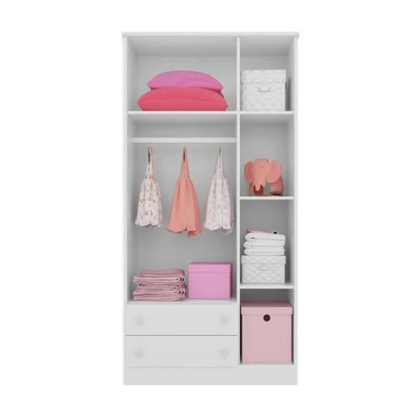 Guarda-roupa 3 Portas e Cômoda Doce Sonho Branco 26175x25615 Qmovi - 3