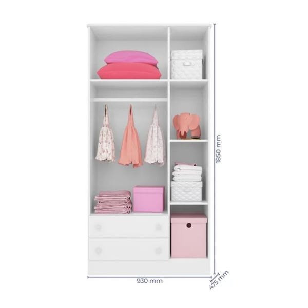 Guarda-roupa 3 Portas e Cômoda Doce Sonho Branco 26175x25615 Qmovi - 4