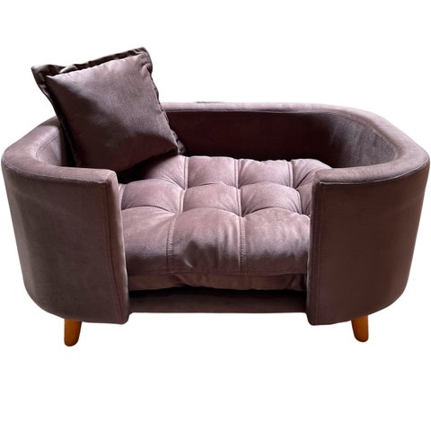 Sofá Caminha Pet Luxo em Sued Premium:marrom