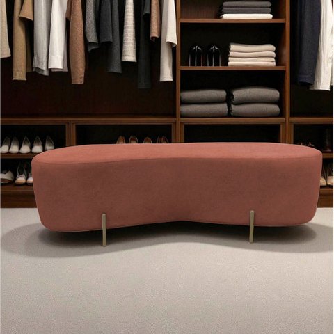 Puff Decorativo Orgânico Alana Bouclé Terracota