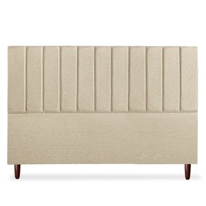 Cabeceira Estofada Cama Box King Carla 195cm Linho:cinza Escuro
