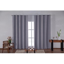 cortina para sala quarto voal liso cinza 2,00x1,80 - 2