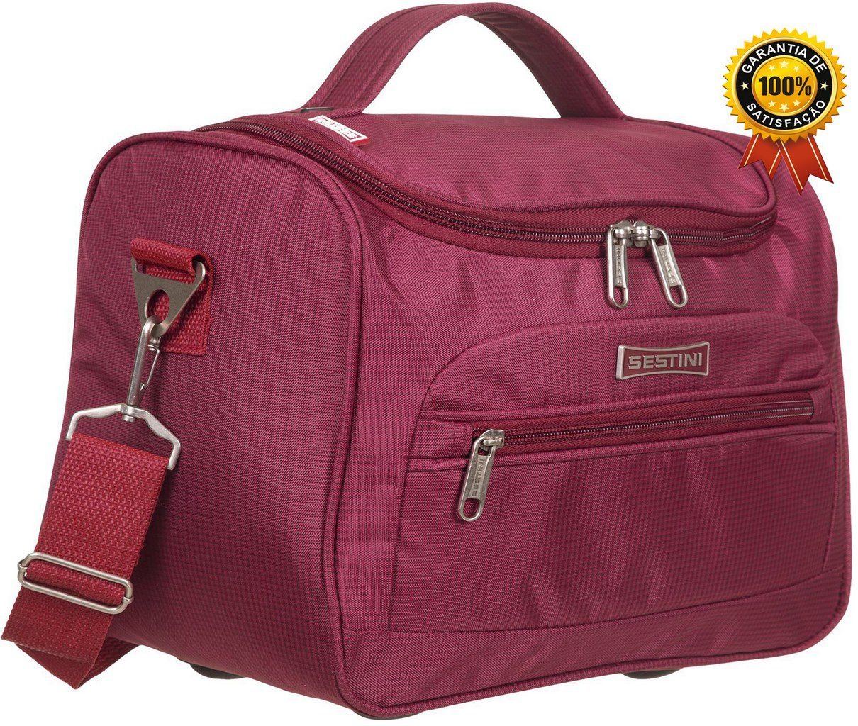 Maleta Frasqueira Viagem Transversal Impermeável Necessaire Pequena Mão Viagem Tiracolo Alça - Verme - 1