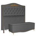 Ver imagem 1 de Cabeceira Cama Box Casal 140cm Com Calçadeira Baú Imperial J02 Suede Chumbo - Mpozenato