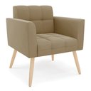 Ver imagem 4 de Kit 1 Sofá Namoradeira e 2 Poltronas Elisa Suede Pés Palito Castanho - D’Rossi Marrom Rato