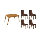 Ver imagem 1 de Conjunto: Mesa de Cozinha Havana C/ Tampo Madeirado Canto Curvo 120x80cm e 4 Cadeiras Dakota