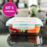 Kit 5 Potes Vidro Hermético 640Ml Marmita Fit Micro-ondas - 2