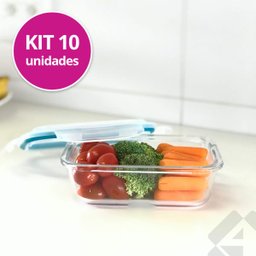 Kit 10 Potes Vidro Hermético 640ml Marmita Micro-ondas - 2 Kit 10 Potes Vidro Hermético 640ml Marmita Micro-ondas - 2