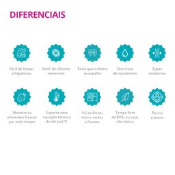 Kit 10 Potes Vidro Hermético 640ml Marmita Micro-ondas - 6 Kit 10 Potes Vidro Hermético 640ml Marmita Micro-ondas - 6