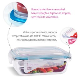 Kit 10 Potes Vidro Hermético 640ml Marmita Micro-ondas - 4 Kit 10 Potes Vidro Hermético 640ml Marmita Micro-ondas - 4