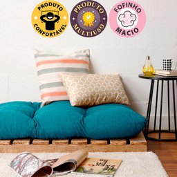 Futon de Espuma Almofada Dobrável Solteiro Azul Turquesa 170x60cm - Bf Colchões - 5