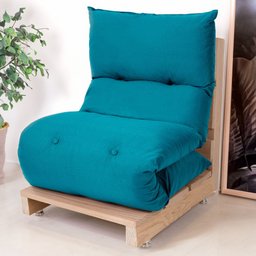 Futon de Espuma Almofada Dobrável Solteiro Azul Turquesa 170x60cm - Bf Colchões - 2