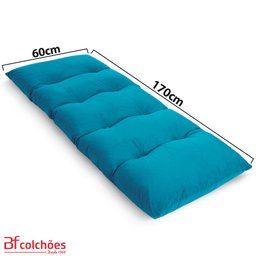 Futon de Espuma Almofada Dobrável Solteiro Azul Turquesa 170x60cm - Bf Colchões - 3