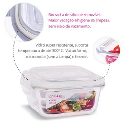 Kit 8 Potes Vidro Hermético Trava Quadrado 520ml Marmita - 3