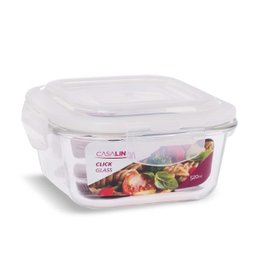 Kit 8 Potes Vidro Hermético Trava Quadrado 520ml Marmita - 1