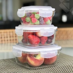 Kit 8 Potes Vidro Hermético Trava Quadrado 520ml Marmita - 12