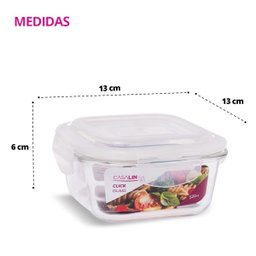 Kit 8 Potes Vidro Hermético Trava Quadrado 520ml Marmita - 4