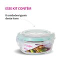 Ver imagem 2 de Kit 8 Potes Vidro Hermético Trava Redondo 400ml Marmita