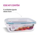 Ver imagem 2 de Kit 6 Potes Vidro Hermético Retangular 1520ml Grande