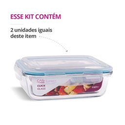 Kit 2 Potes Vidro 1040ml Marmita Hermetico - 2
