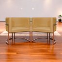 Ver imagem 2 de Kit 2 Poltronas para Sala de Recepção Luna Suede Cores Base de Ferro Bronze
