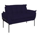 Ver imagem 4 de Poltrona Sofá Luxo Base Metal Preto Recepção Escritório Cor:azul Marinho